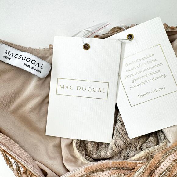 Mac Duggal Embellished Bodycon Mini Dress Nude Dusty Pink 2 NWT - Picture 10 of 12